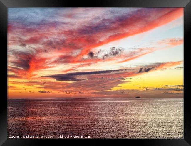 Red Sky At Sunset Framed Print by Sheila Ramsey