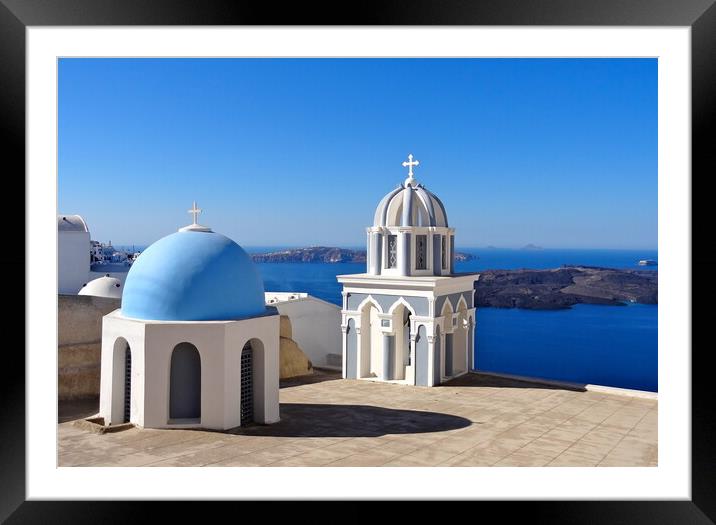 Santorini domes Framed Mounted Print by Sheila Ramsey