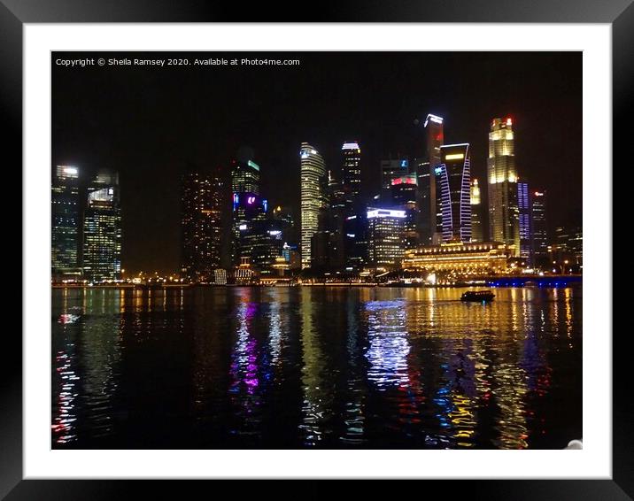 Singapore by night Framed Mounted Print by Sheila Ramsey