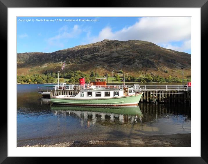 Boats at the jetty Ullswater Lake District  Framed Mounted Print by Sheila Ramsey