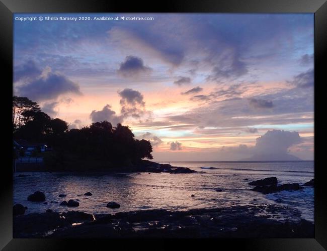 Sunset at Beau Vallon Seychelles Framed Print by Sheila Ramsey