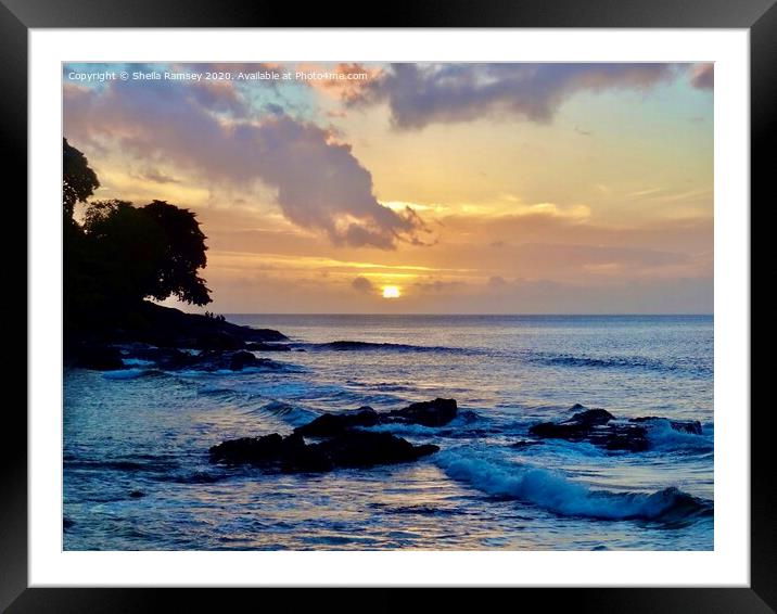 Sunset at Beau Vallon beach Seychelles Framed Mounted Print by Sheila Ramsey
