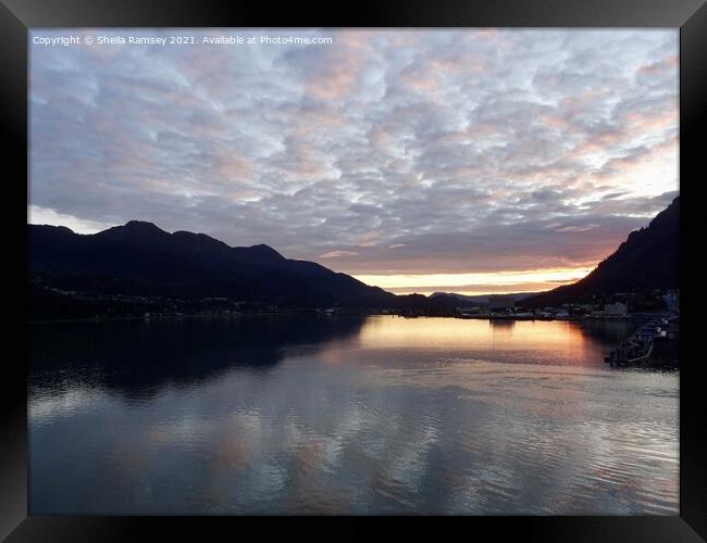 Sunset leaving Juneau Alaska Framed Print by Sheila Ramsey