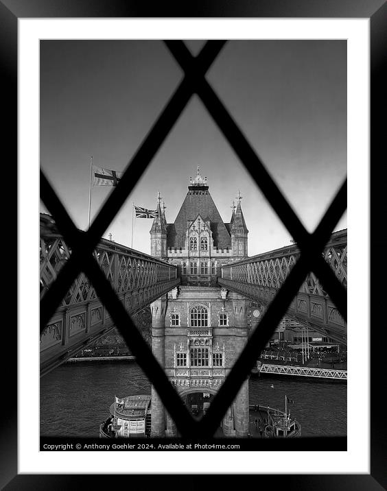 Tower bridge through a window  Framed Mounted Print by Anthony Goehler