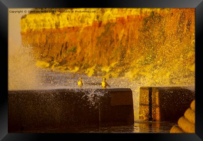 Hunstanton Stiped Cliffs (big splash) Framed Print by Stephen Hollin