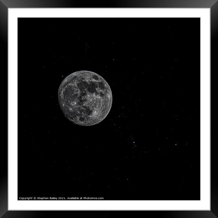 The Moon and Stars Framed Mounted Print by Stephen Bailey