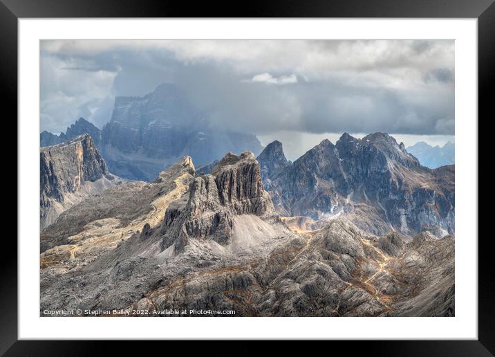 Brooding skies over the Dolomites. Framed Mounted Print by Stephen Bailey