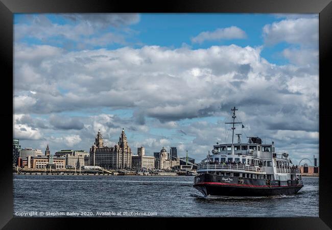 Mersey Ferry and Liverpool Waterfront Framed Print by Stephen Bailey