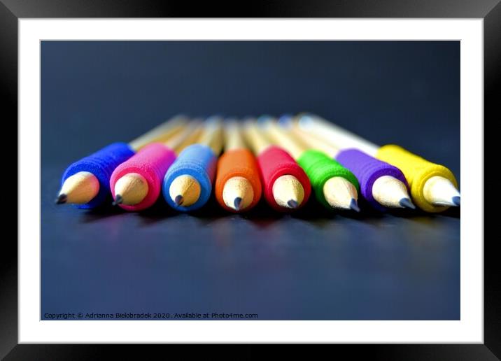 Colorful pencils Framed Mounted Print by Adrianna Bielobradek