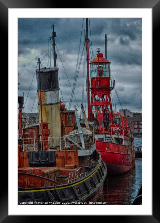 Lightship in dock Framed Mounted Print by Michael W Salter