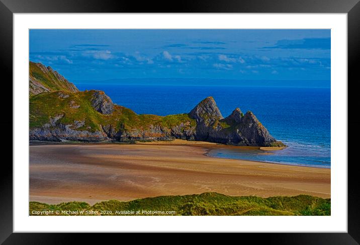 Three Cliffs Bay South Wales Framed Mounted Print by Michael W Salter