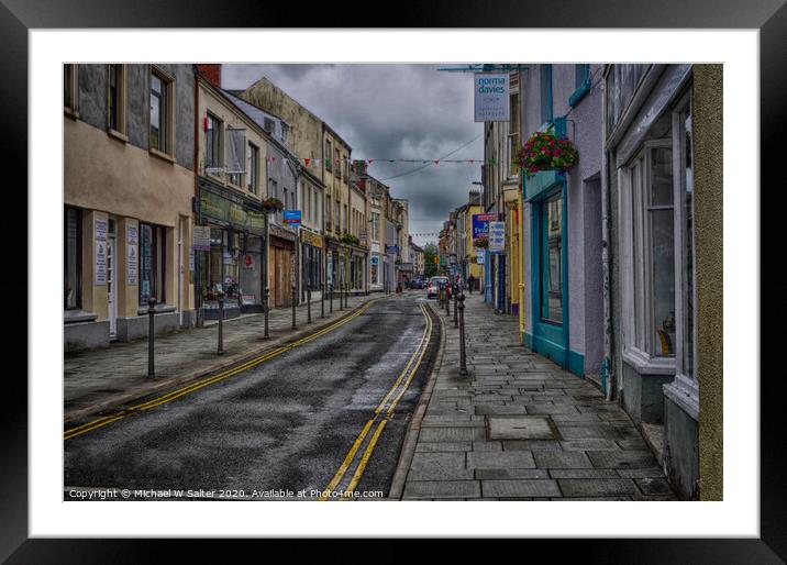 King St Carmarthen Framed Mounted Print by Michael W Salter