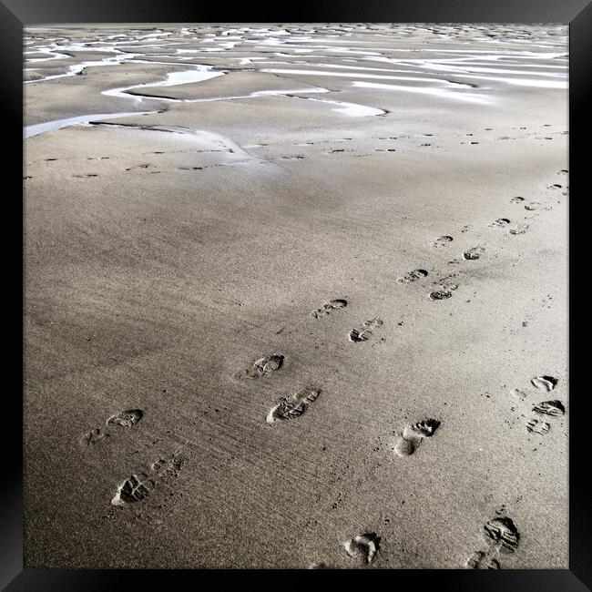 Footsteps in the sand, Salinas, Spain Framed Print by JM Ardevol