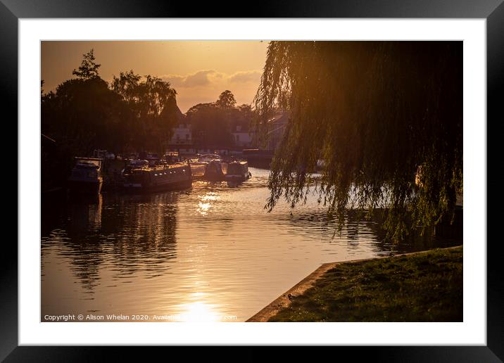 Great Ouse, Ely at sunset Framed Mounted Print by Alison Whelan