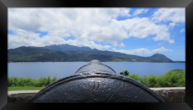View from a Cannon in Fort Shirley in Dominica, a  Framed Print by Karen Noble