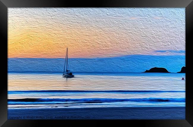 Sailing into the Sunrise, Saundersfoot Framed Print by Rhodri Phillips