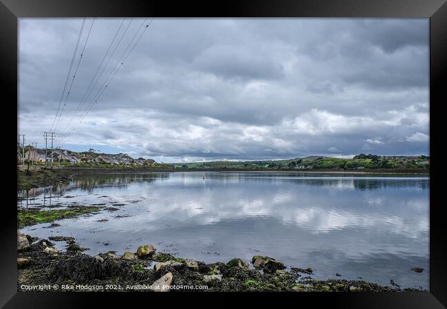 Clouds Reflections, Hayle Estuary, Seascape, Cornwall, England Framed Print by Rika Hodgson