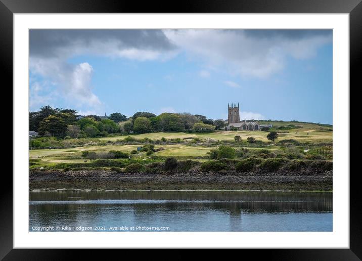 St Uny's Church, Lelant, Landscape, Cornwall, England Framed Mounted Print by Rika Hodgson