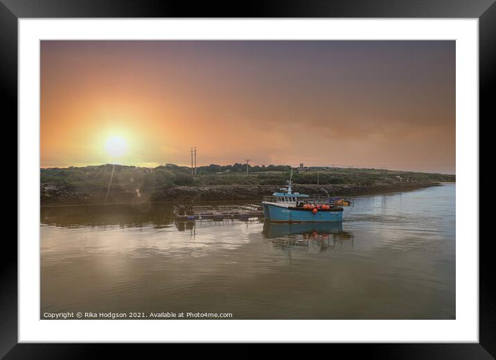 Sunset over the River Hayle, Cornwall, England Framed Mounted Print by Rika Hodgson