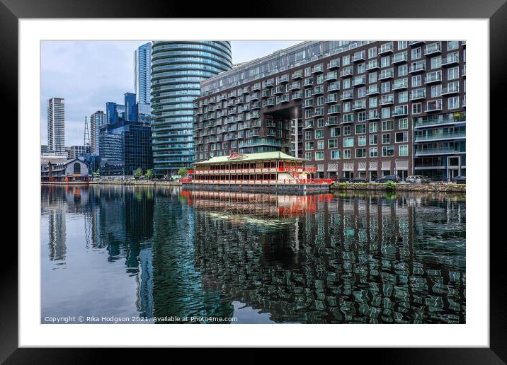 Architecture reflections, Canary Wharf, London Framed Mounted Print by Rika Hodgson
