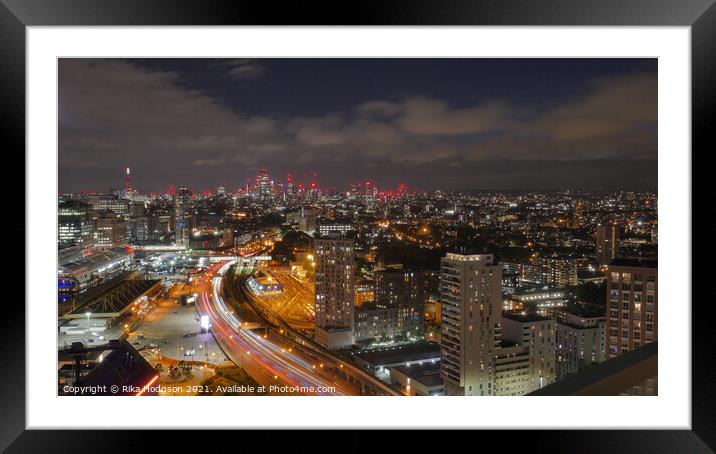 The city of London at night, United Kingdom Framed Mounted Print by Rika Hodgson