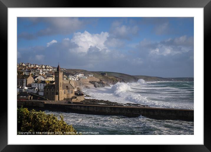 Storm Eunice Landscape, Porthleven, Cornwall Framed Mounted Print by Rika Hodgson