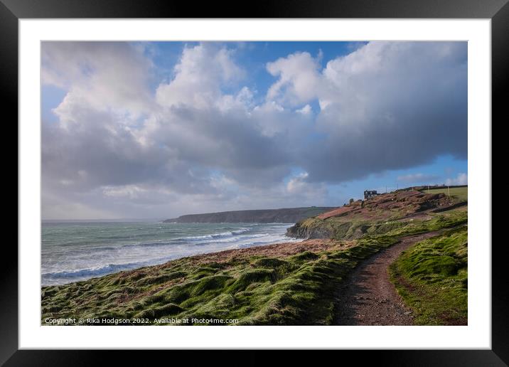 Porthleven coastline, Landscape, Cornwall Framed Mounted Print by Rika Hodgson