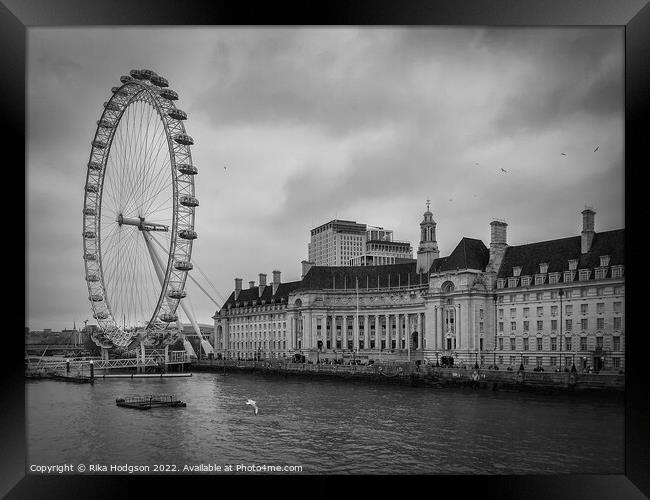 London Eye in Black & White, Londonn, UK Framed Print by Rika Hodgson