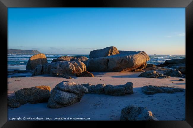 Rocks on Noordhoek beach, Cape Town  Framed Print by Rika Hodgson