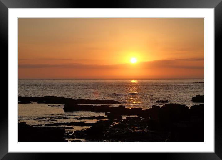 Golden sunset at Godrevy, Hayle beach, Cornwall, E Framed Mounted Print by Rika Hodgson