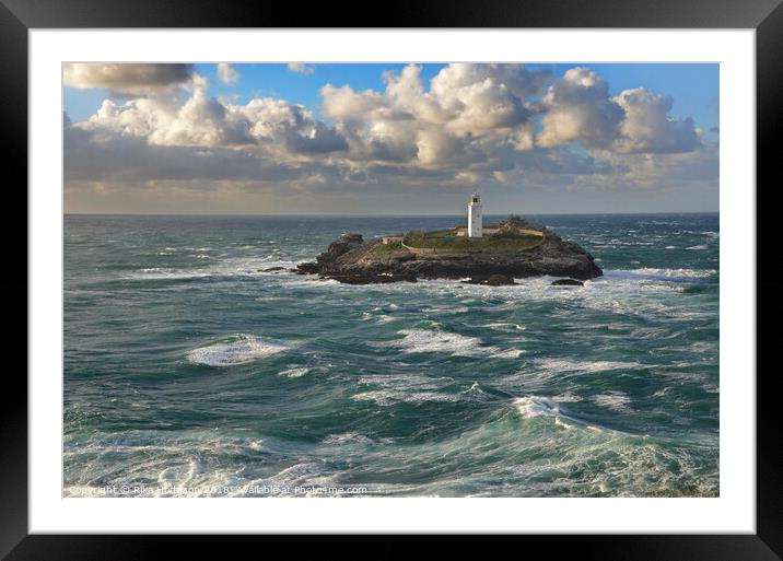 Godrevy Lighthouse, Hayle, Cornwall, England  Framed Mounted Print by Rika Hodgson