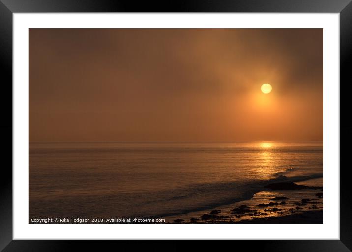Dark Sunset, Marazion, Cornwall, England  Framed Mounted Print by Rika Hodgson
