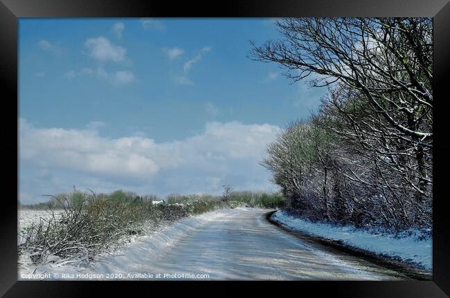 Winters day, Horsedowns Road, Cornwall Framed Print by Rika Hodgson