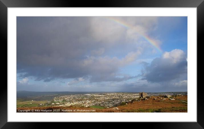 Rainbow over Redruth, Cornwall, England Framed Mounted Print by Rika Hodgson