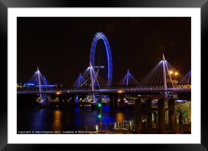London Eye, Golden Jubilee Bridge, London Framed Mounted Print by Rika Hodgson