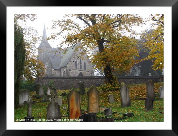 Church in the mist, Greenwich Cemetery, London, UK Framed Mounted Print by Rika Hodgson