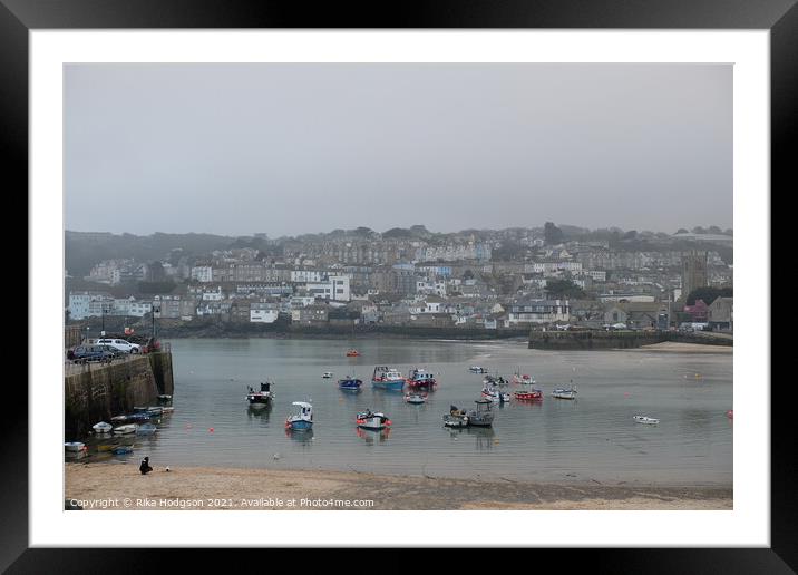 Misty St Ives Harbour, Cornwall, England Framed Mounted Print by Rika Hodgson