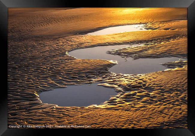 Golden patterns in the sand, Gwithian Beach, Hayle Framed Print by Rika Hodgson