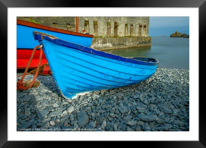 Fishermen's boats, Porthoustock Beach, Cornwall Countryside Framed Mounted Print by Rika Hodgson