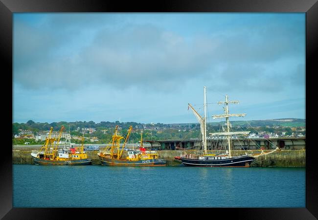 Fishing Boats, Newlyn Harbour, Cornish Coastline Framed Print by Rika Hodgson