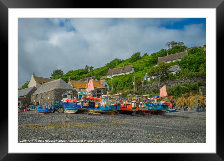 Cadgwith, Fishing Boats, Cornwall, England Framed Mounted Print by Rika Hodgson