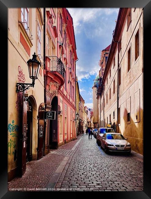 Street in Prague Framed Print by David Bennett