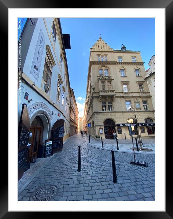 Prague Streets Sunset Framed Mounted Print by David Bennett