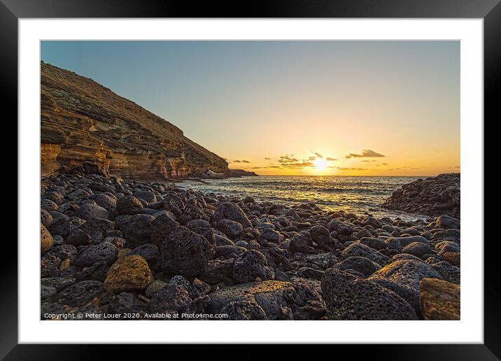 Dawn, Amarilla Bay, Tenerife Framed Mounted Print by Peter Louer
