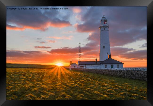 Nash Point Lighthouse, South Wales Framed Print by Edy Rice