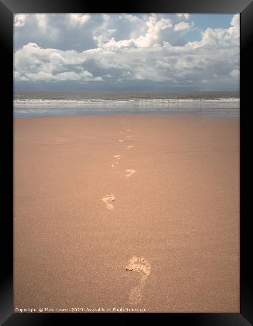 Footprints in the Sand Framed Print by Malc Lawes