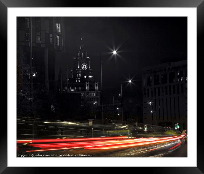 Night City Liverpool Framed Mounted Print by Helen Jones