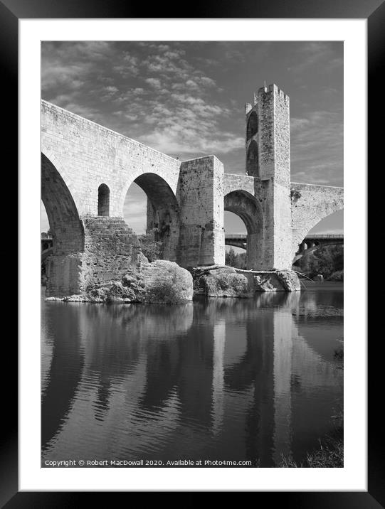 11th century bridge at Besalu, Spain Framed Mounted Print by Robert MacDowall