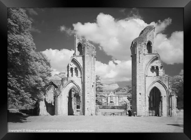 Glastonbury Abbey in infrared Framed Print by Robert MacDowall