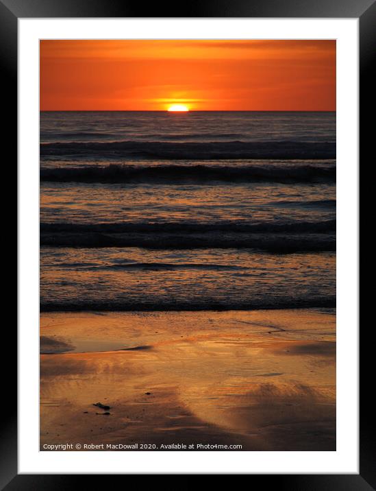 Sunset at Piha Beach, near Auckland, New Zealand  Framed Mounted Print by Robert MacDowall